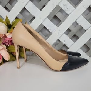 Francesco Russo Black and Tan Classic Pump High Heel Size 38 1/2